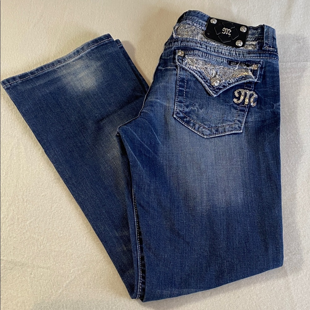 Miss Me Sequin Easy Boot Jeans 30 rhinestones low rise distressed